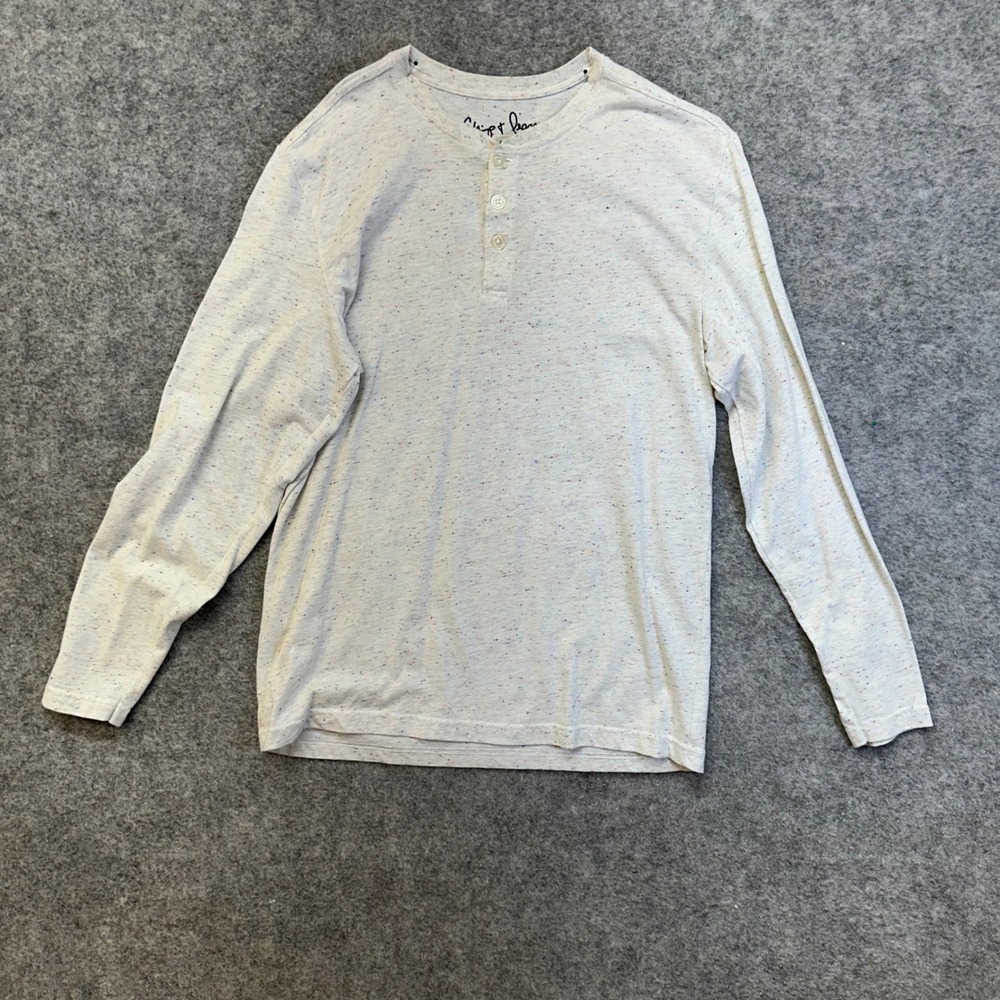 Chip & Pepper Henley Men Large Oatmeal Rainbow Fleck Long Sleeve